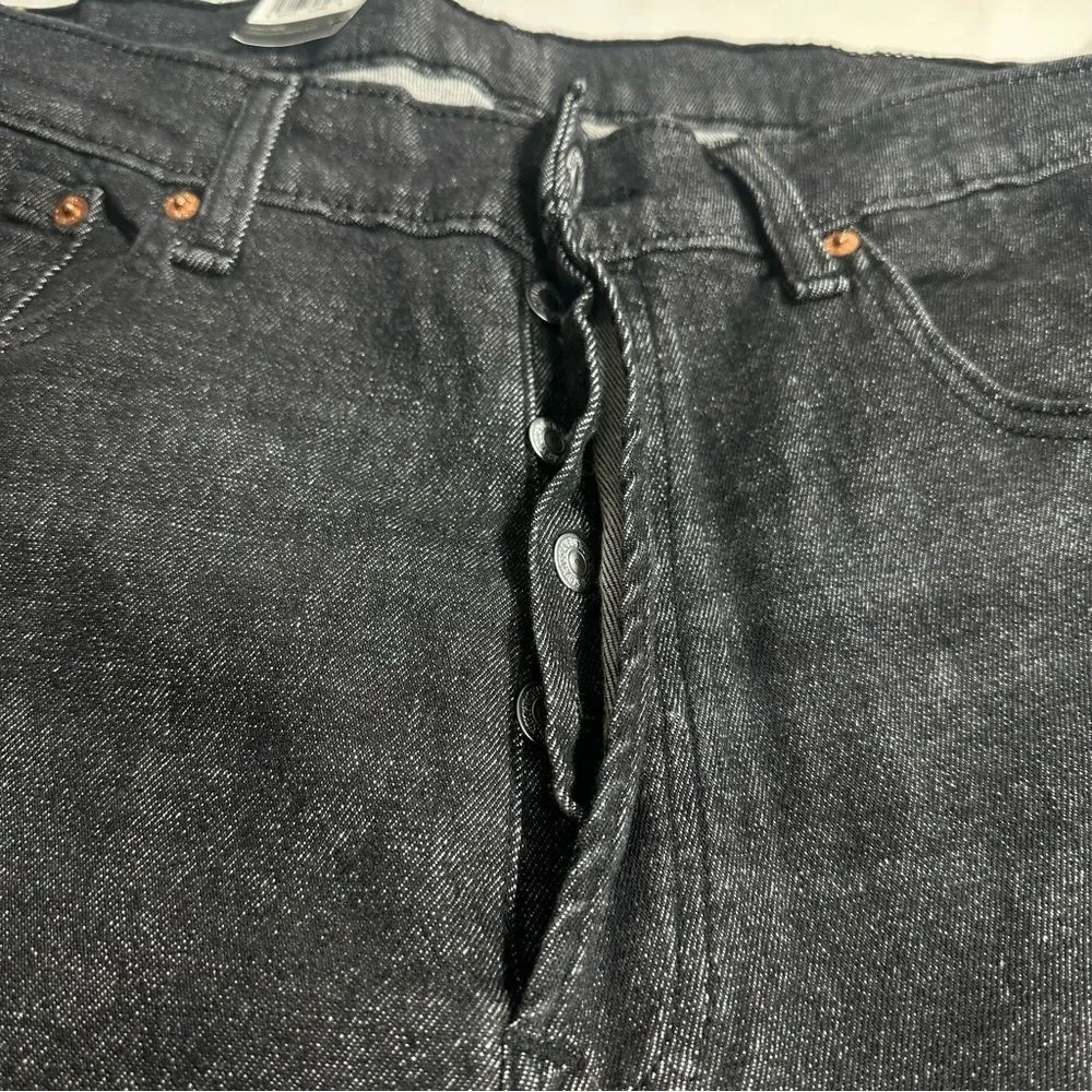 NWT Levi 501 Original Jeans Men 38x34 Faded Black Stretch Denim Button Fly